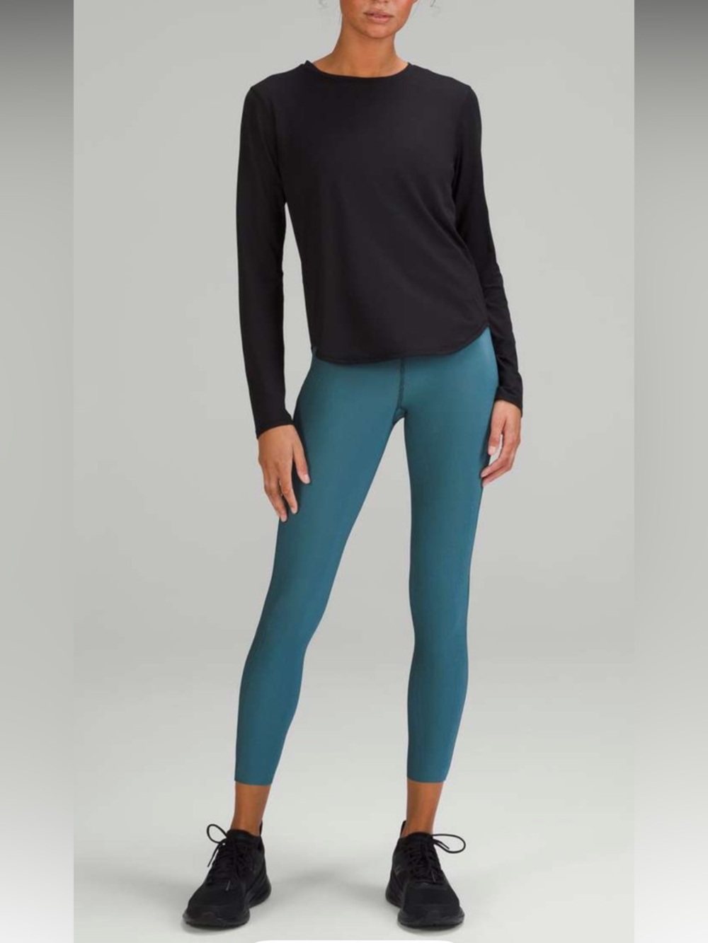 Lululemon Base Pace HR Tight 25 Two-Tone Ribbed Green Jasper/Blue Chill size 6